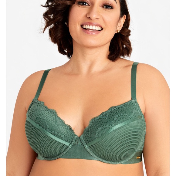 2/$20    Ashley Stewart Mesh and Lace Microfiber Bra - Olive - Picture 3 of 9